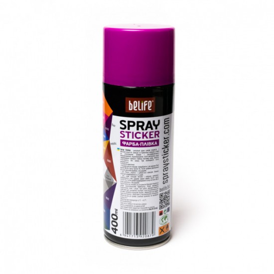 Рідка фіолетова гума №1013 флуоресцент BeLife Spray-sticker в аерозольному балоні ( 400мл )
