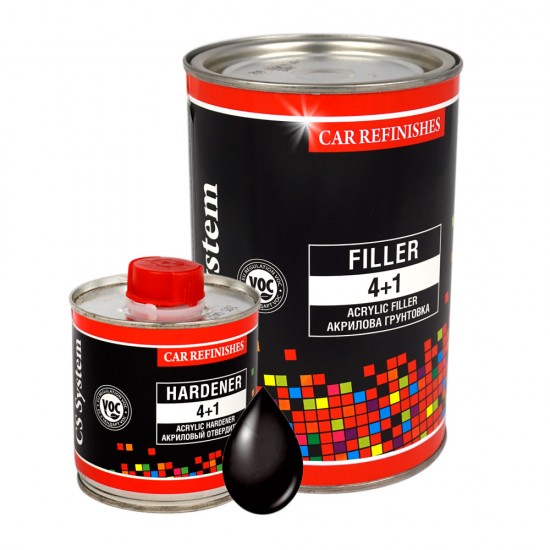 CS SYSTEM Грунт чорний акриловий 2K FILLER 4+1 0,8л + затверджувач 0,2л