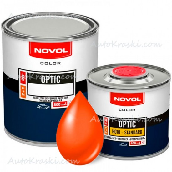 Автоемаль акрилова 1025 Помаранчева Novol Optic 0,8л + Затверджувач 0,4л
