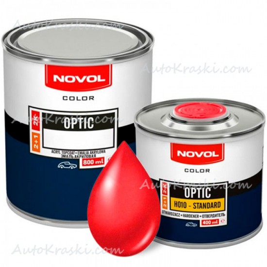 Автоемаль акрилова 110 Pубін Novol Optic 0,8 л + Затверджувач 0,4 л