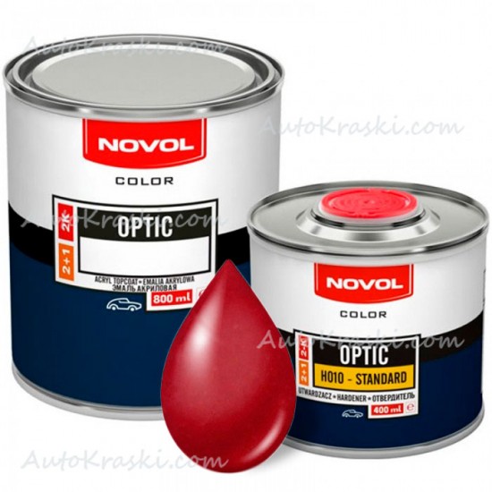 Автоемаль акрилова 127 Червона вишня Novol Optic 0,8л + Затверджувач 0,4л