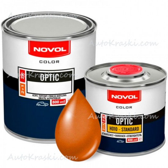 Автоемаль акрилова 208 Охра золотиста Novol Optic 0,8 л + Затверджувач 0,4 л