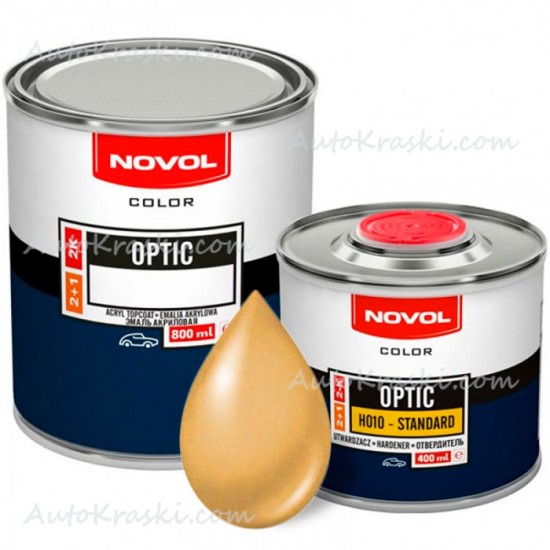 Автоемаль акрилова 210 Жовтий примула Novol Optic 0,8л + Затверджувач 0,4л
