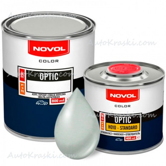 Автоемаль акрилова 233 Біла Novol Optic 0,8л + Затверджувач 0,4л