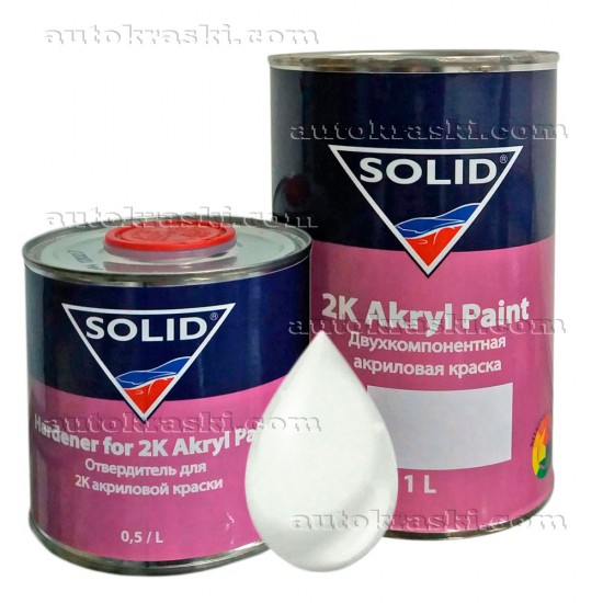 201 Біла Автоемаль акрилова SOLID 2K Akryl Paint 1,0л + затверджувач 0,5л