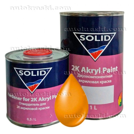 225 Жовта Автоемаль акрилова SOLID 2K Akryl Paint 1,0л + затверджувач 0,5л