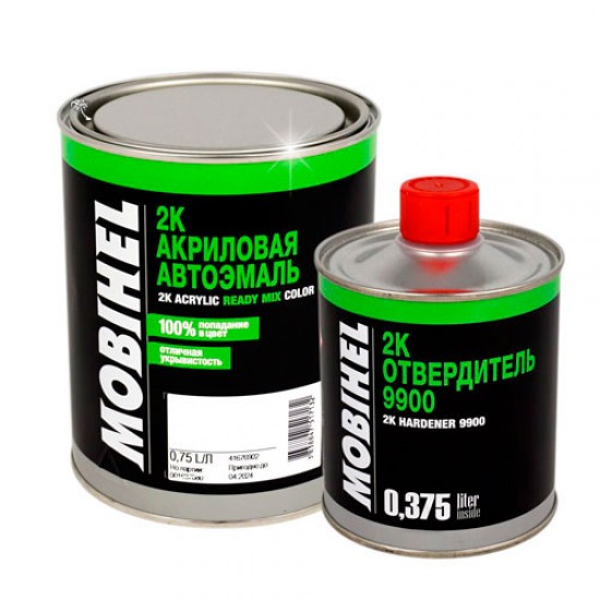 040 Toyota Біла Автоемаль акрилова 2К Mobihel 0,75л + 9900 Затверджувач 0,375л
