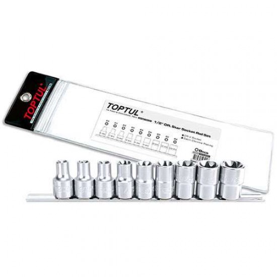 Набор головок TORX на планке TOPTUL 1/2" E10-E24 9ед. GAAG0901