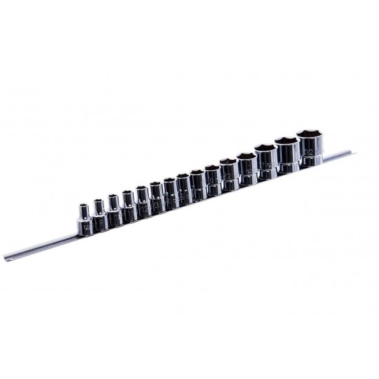 Набор 12-гранных головок на планке TOPTUL 12-гр. 1/2" 15ед. 8-32мм GAAQ1603U-12