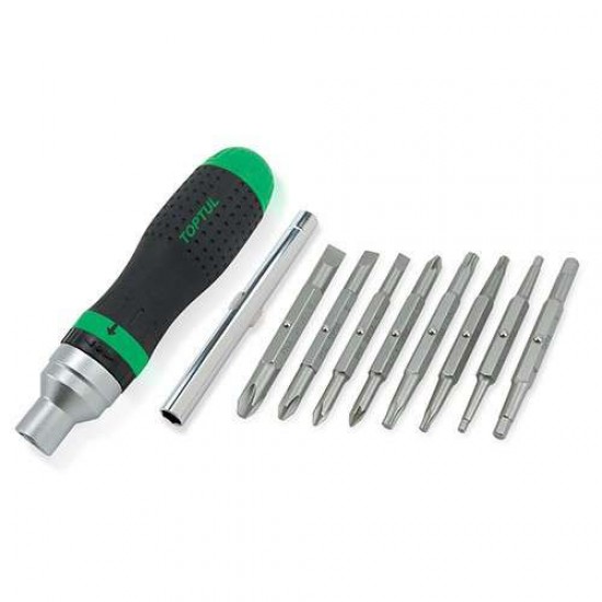 Трещоточная отвертка-битодержатель 1/4" TOPTUL 19-в-1 GAAR1002