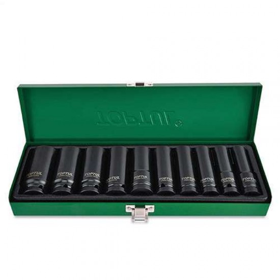 Набор головок дюймовых ударных длинных TOPTUL 1/2" 7/16-1" 10ед. GEAD1002