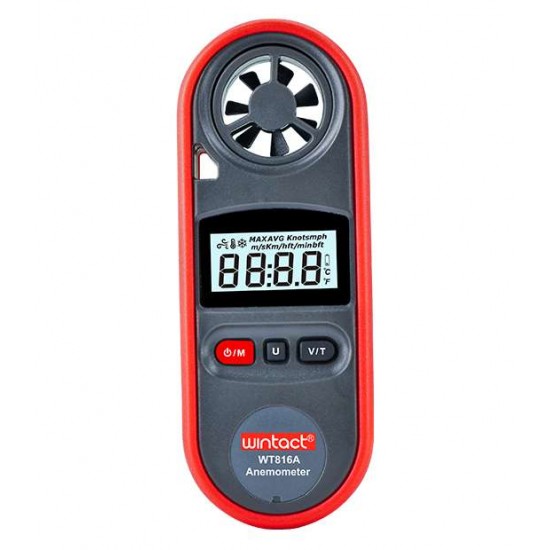 Анемометр цифровой 0,7-30м/с, -10-45°C WINTACT WT816A