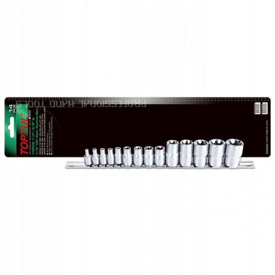 Набор головок TORX на планке TOPTUL 1/4"-1/2" E4-E24 14ед. GAAR1402