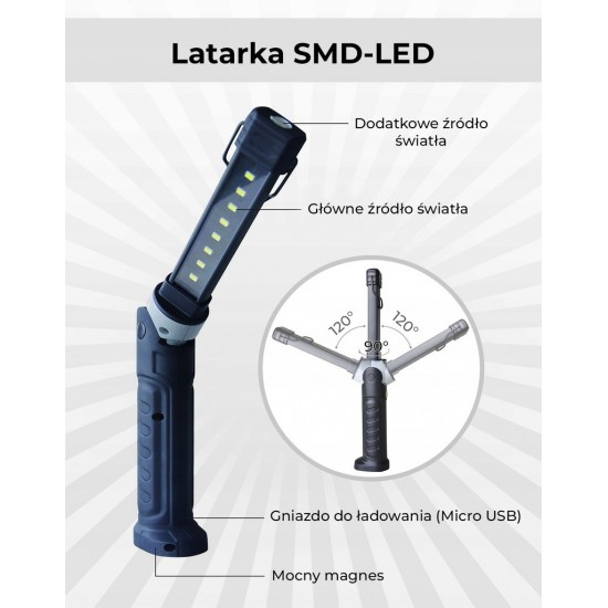 Аккумуляторный светодиодный фонарь 8+1 (LED) PROTESTER SMD-LED