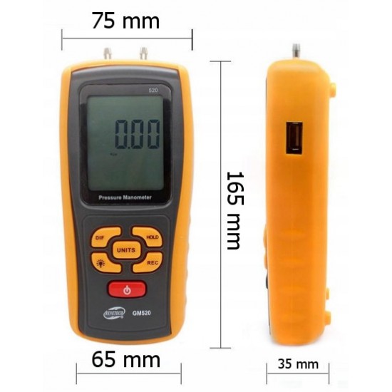 Дифманометр цифровой USB, ±35 кПа BENETECH GM520