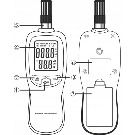 Термогигрометр цифровой Bluetooth 0-100%, -20-70°C WINTACT WT83B