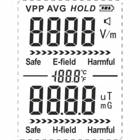 Тестер электромагнитного излучения (1-1999В/м, 0,01-99,99μT/0,1-999,9mG) WINTACT WT3122