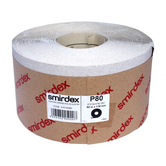 Наждачний папір Smirdex 510 White Line рулон білий 116ммх25м (50 м), Р=80